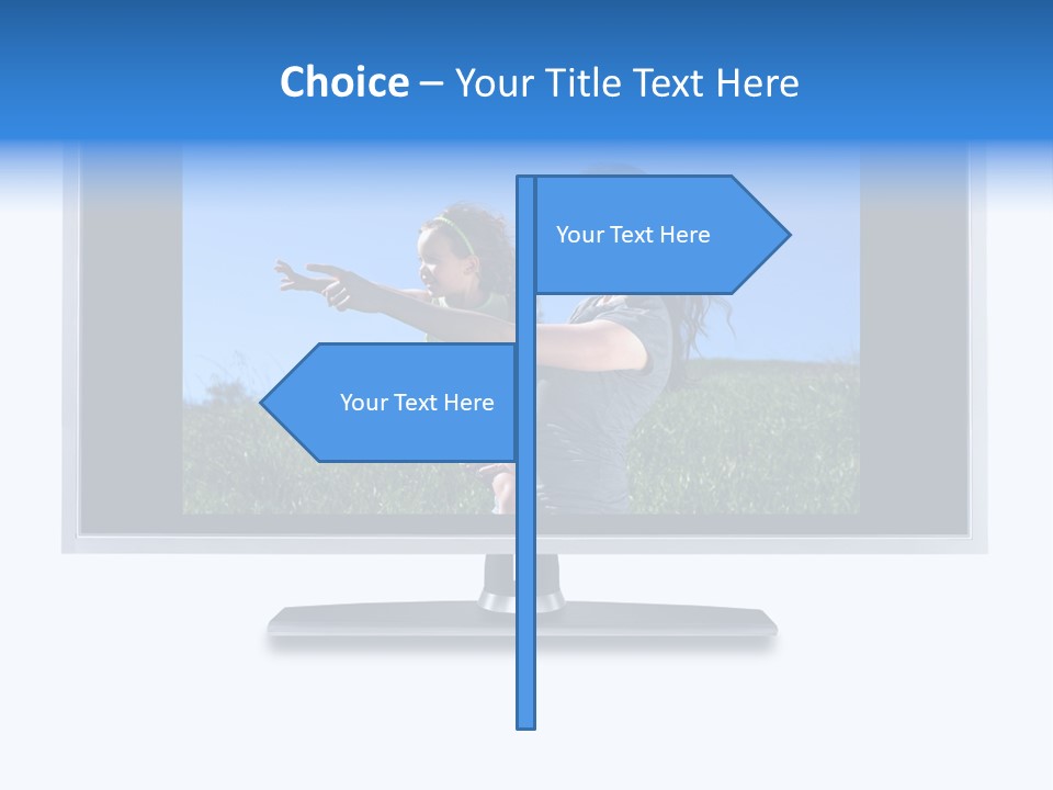 Flat Screen Tv Isolated With An Image Of A Mother And Daughter In A Grassy Meadow PowerPoint Template