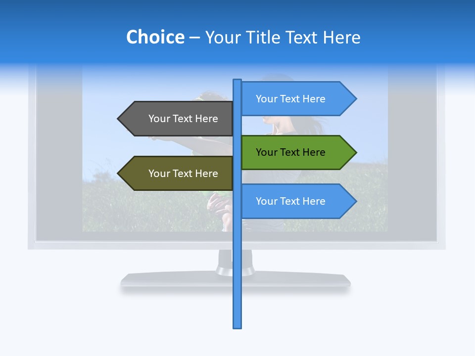 Flat Screen Tv Isolated With An Image Of A Mother And Daughter In A Grassy Meadow PowerPoint Template