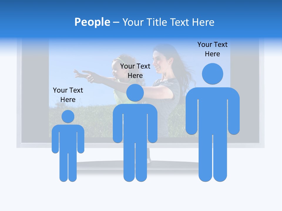 Flat Screen Tv Isolated With An Image Of A Mother And Daughter In A Grassy Meadow PowerPoint Template