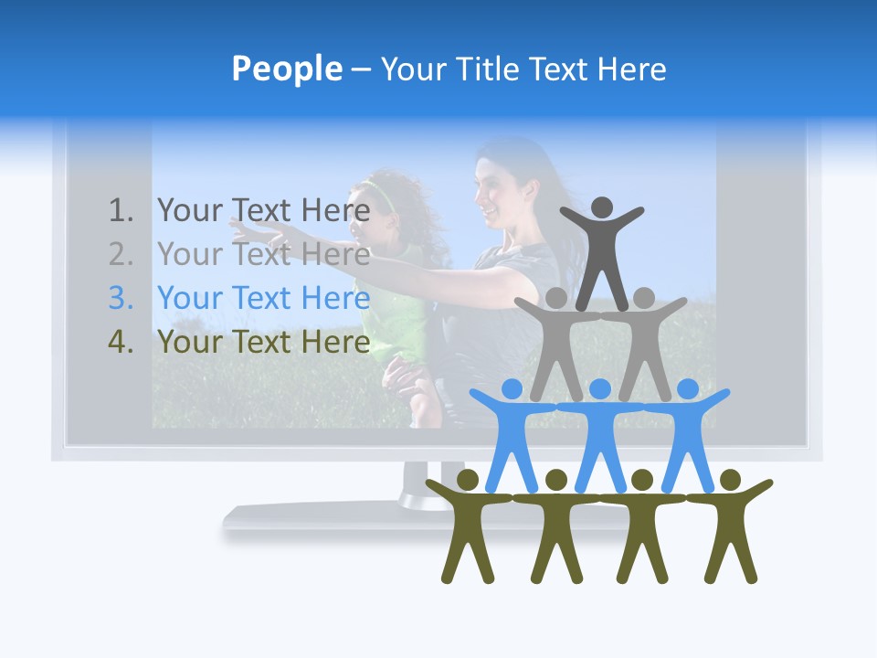 Flat Screen Tv Isolated With An Image Of A Mother And Daughter In A Grassy Meadow PowerPoint Template