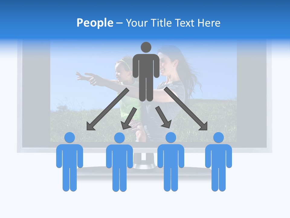 Flat Screen Tv Isolated With An Image Of A Mother And Daughter In A Grassy Meadow PowerPoint Template