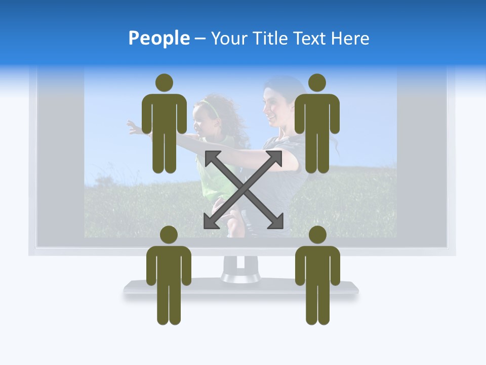 Flat Screen Tv Isolated With An Image Of A Mother And Daughter In A Grassy Meadow PowerPoint Template