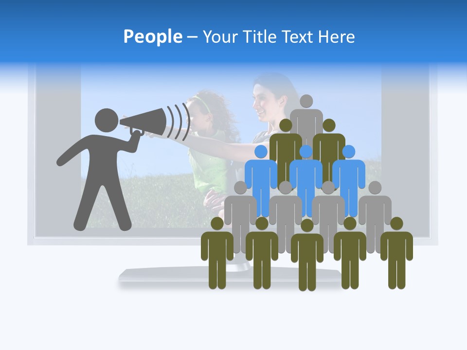 Flat Screen Tv Isolated With An Image Of A Mother And Daughter In A Grassy Meadow PowerPoint Template