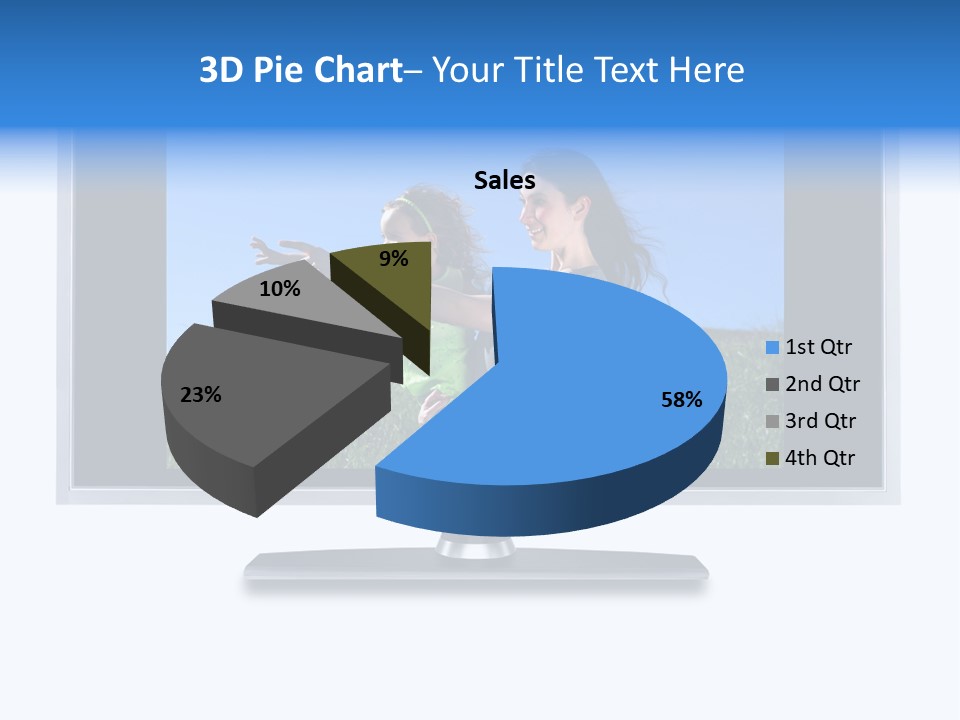 Flat Screen Tv Isolated With An Image Of A Mother And Daughter In A Grassy Meadow PowerPoint Template