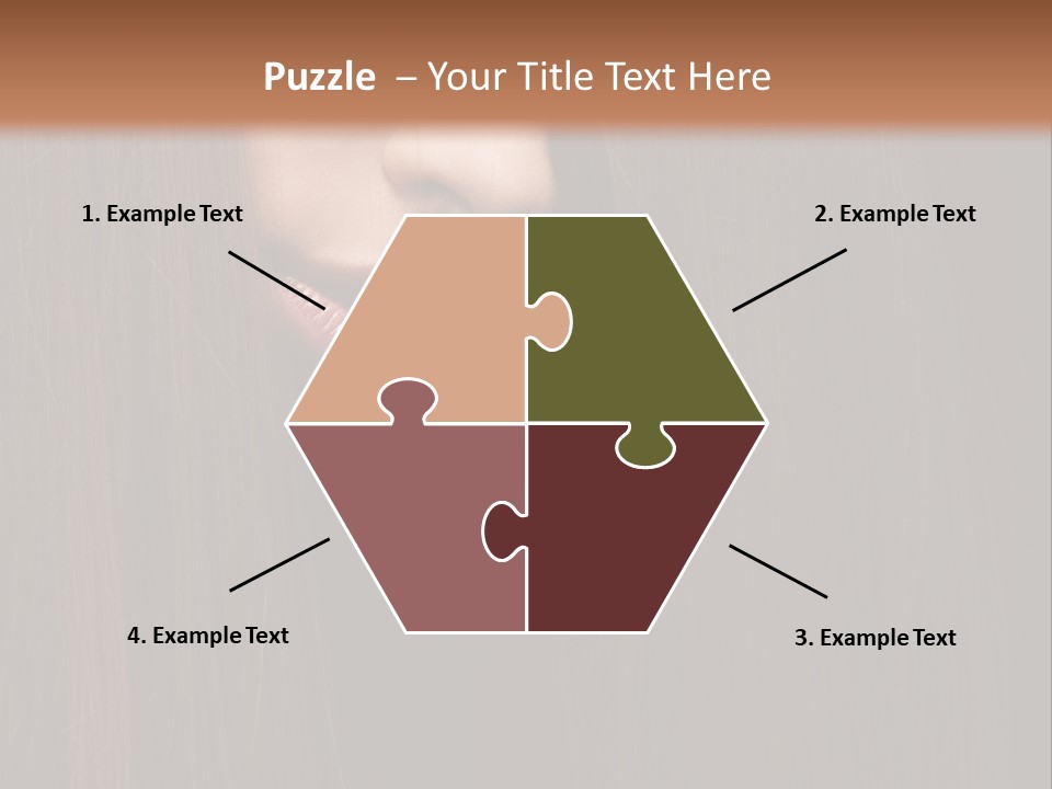 Beautiful Young Woman With Long Healthy Dark Hair On Black Background. PowerPoint Template