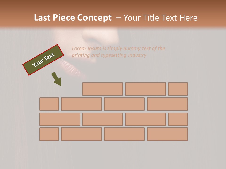 Beautiful Young Woman With Long Healthy Dark Hair On Black Background. PowerPoint Template