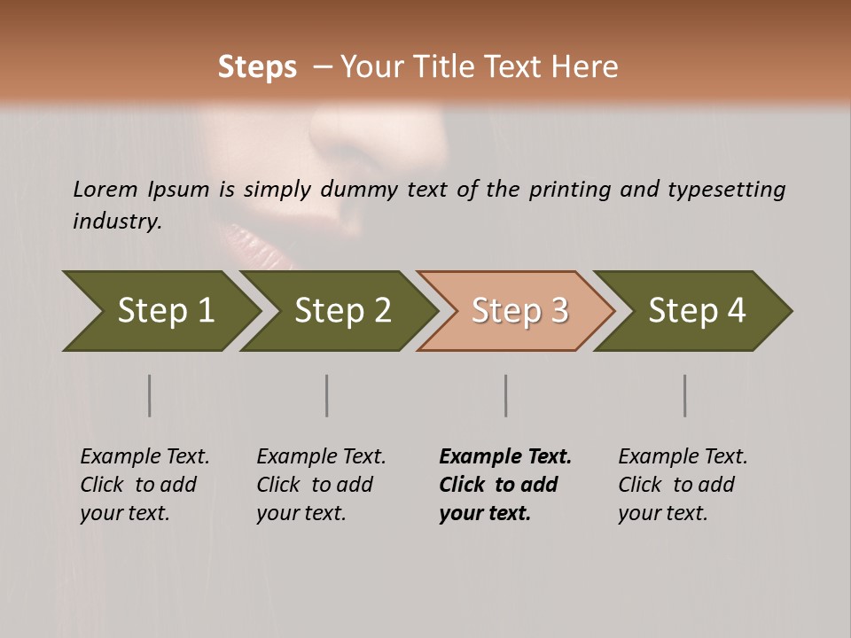 Beautiful Young Woman With Long Healthy Dark Hair On Black Background. PowerPoint Template