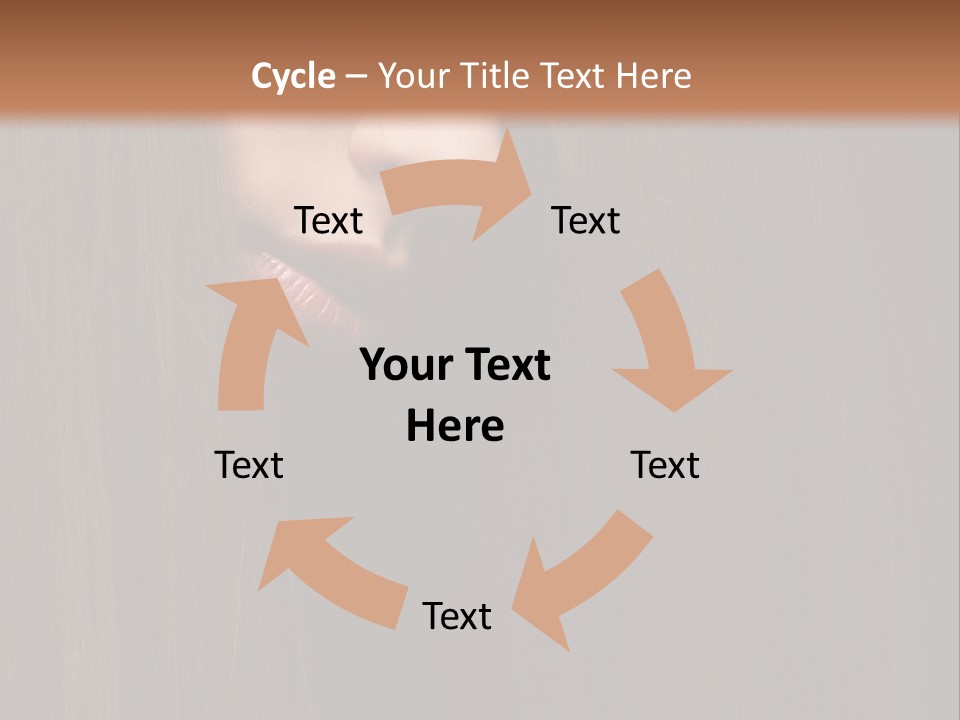 Beautiful Young Woman With Long Healthy Dark Hair On Black Background. PowerPoint Template