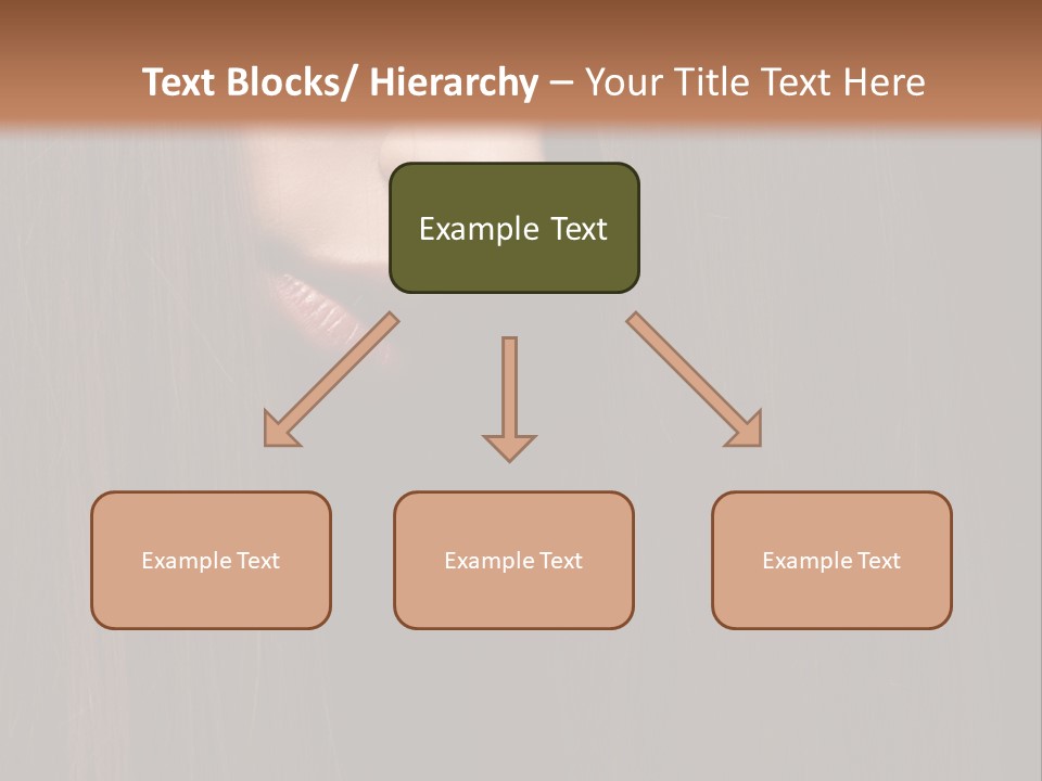 Beautiful Young Woman With Long Healthy Dark Hair On Black Background. PowerPoint Template