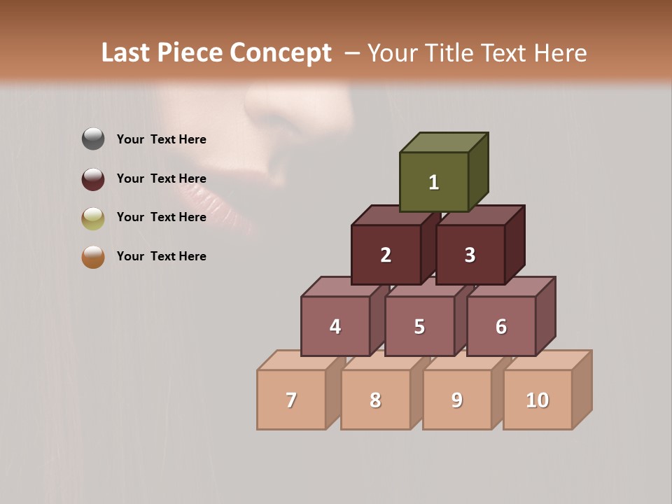 Beautiful Young Woman With Long Healthy Dark Hair On Black Background. PowerPoint Template