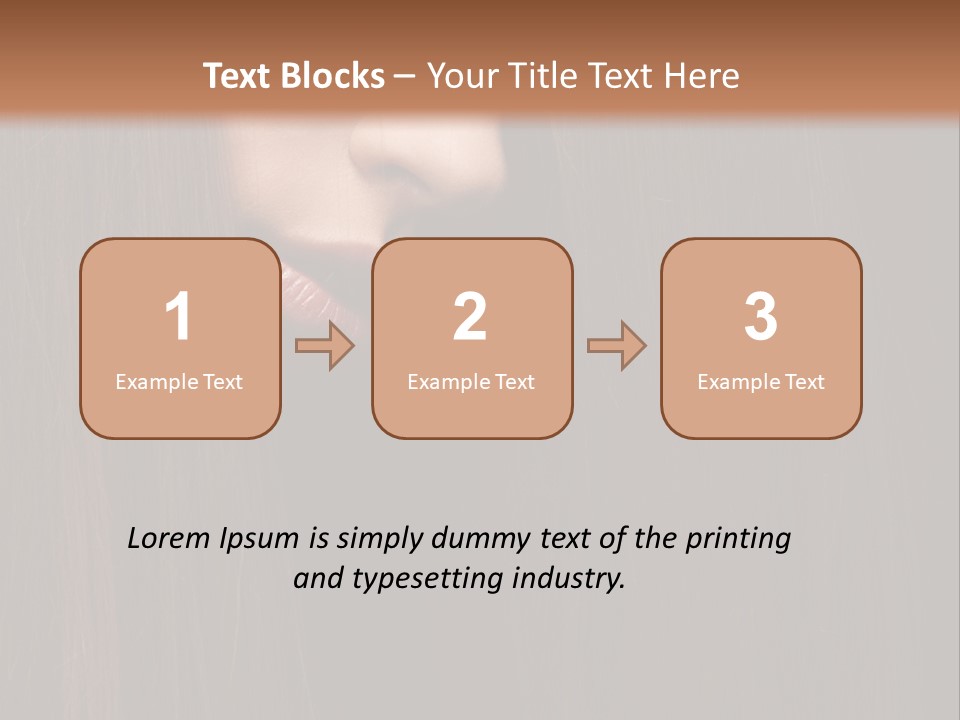 Beautiful Young Woman With Long Healthy Dark Hair On Black Background. PowerPoint Template