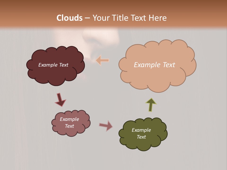 Beautiful Young Woman With Long Healthy Dark Hair On Black Background. PowerPoint Template