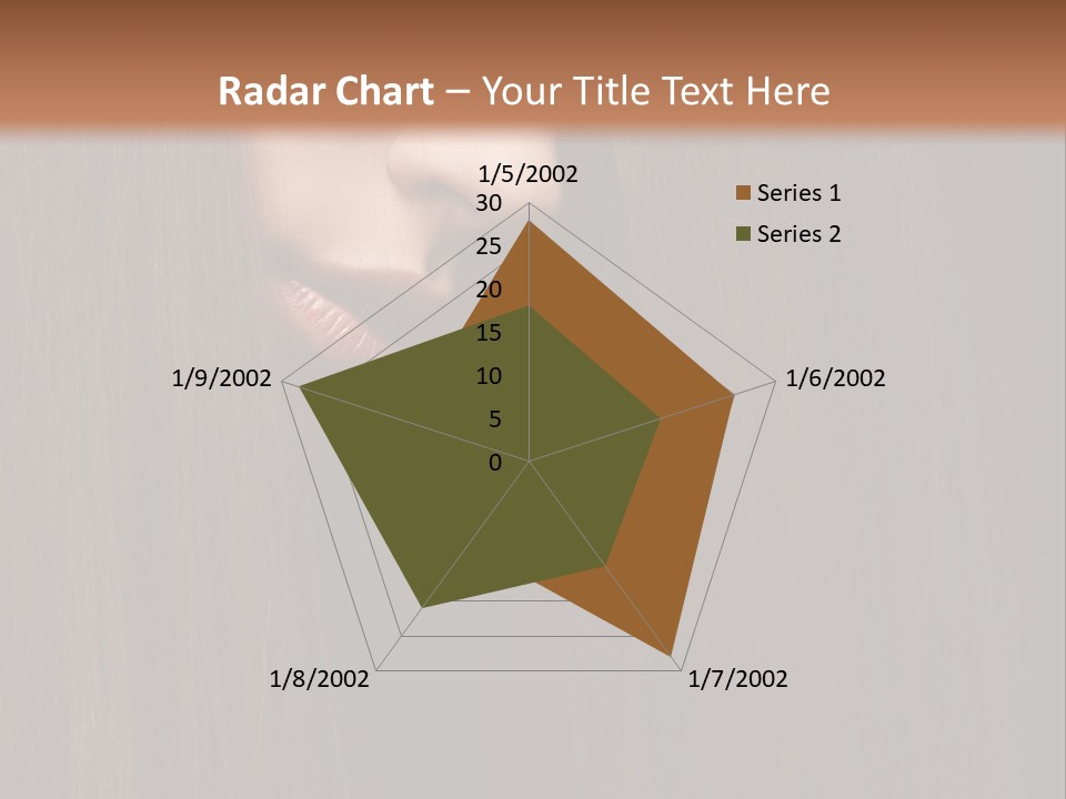 Beautiful Young Woman With Long Healthy Dark Hair On Black Background. PowerPoint Template