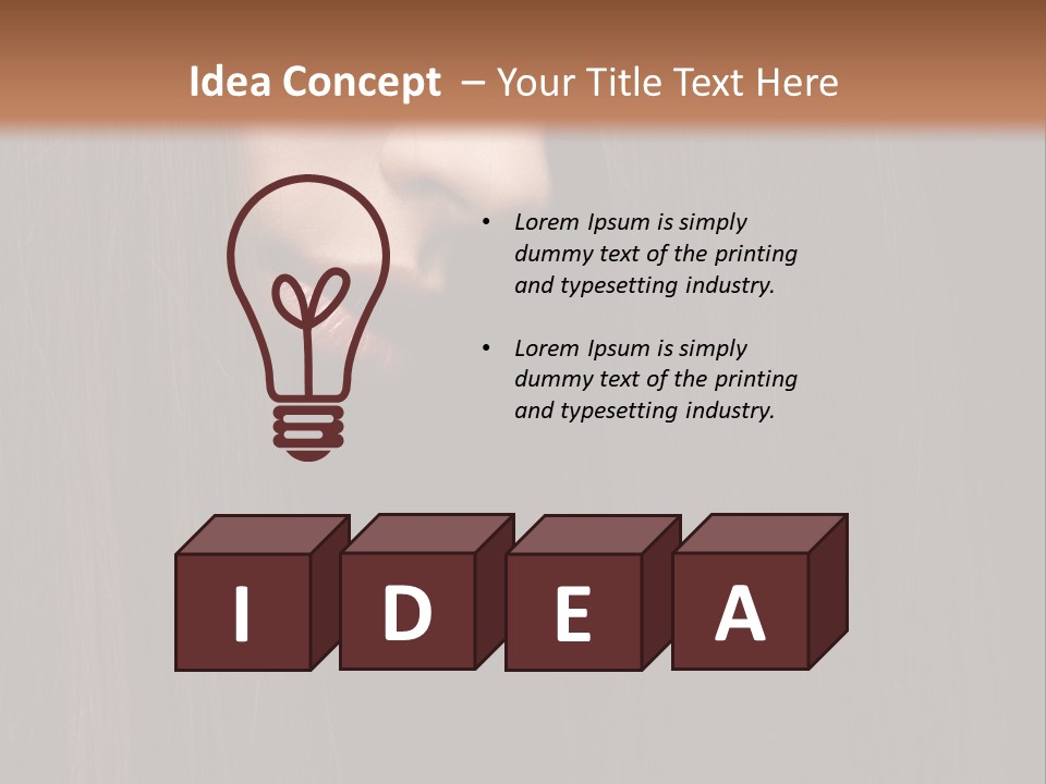 Beautiful Young Woman With Long Healthy Dark Hair On Black Background. PowerPoint Template