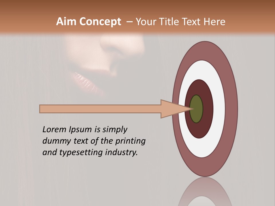 Beautiful Young Woman With Long Healthy Dark Hair On Black Background. PowerPoint Template