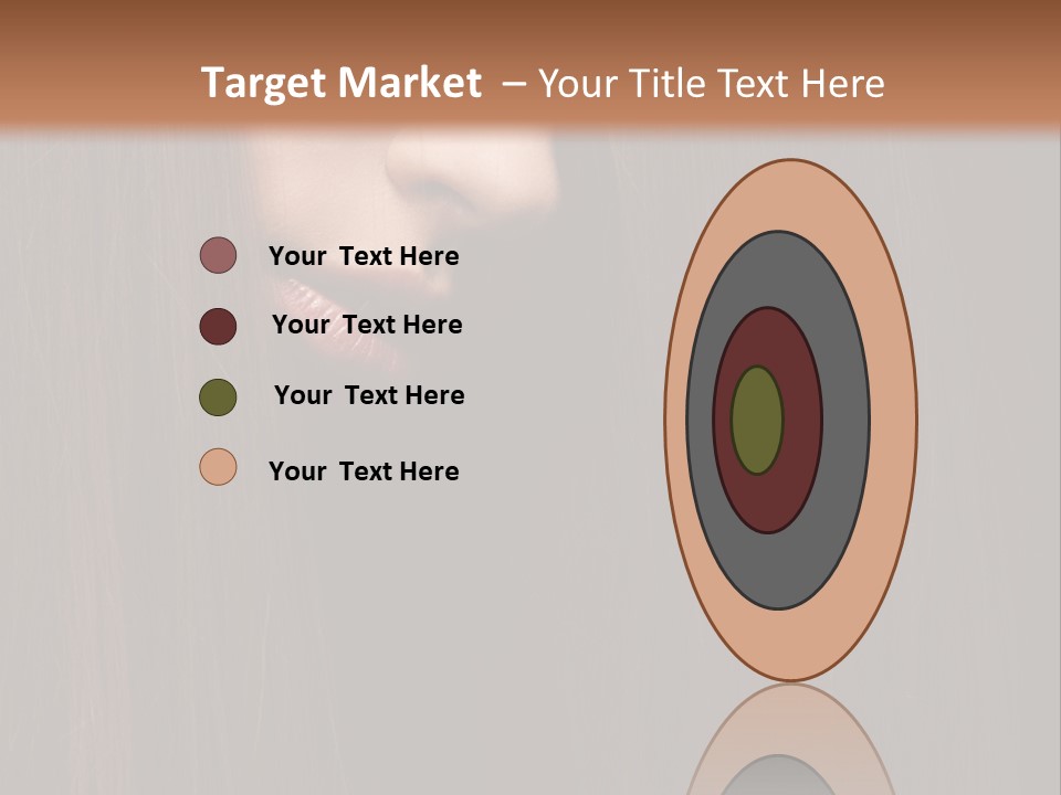 Beautiful Young Woman With Long Healthy Dark Hair On Black Background. PowerPoint Template