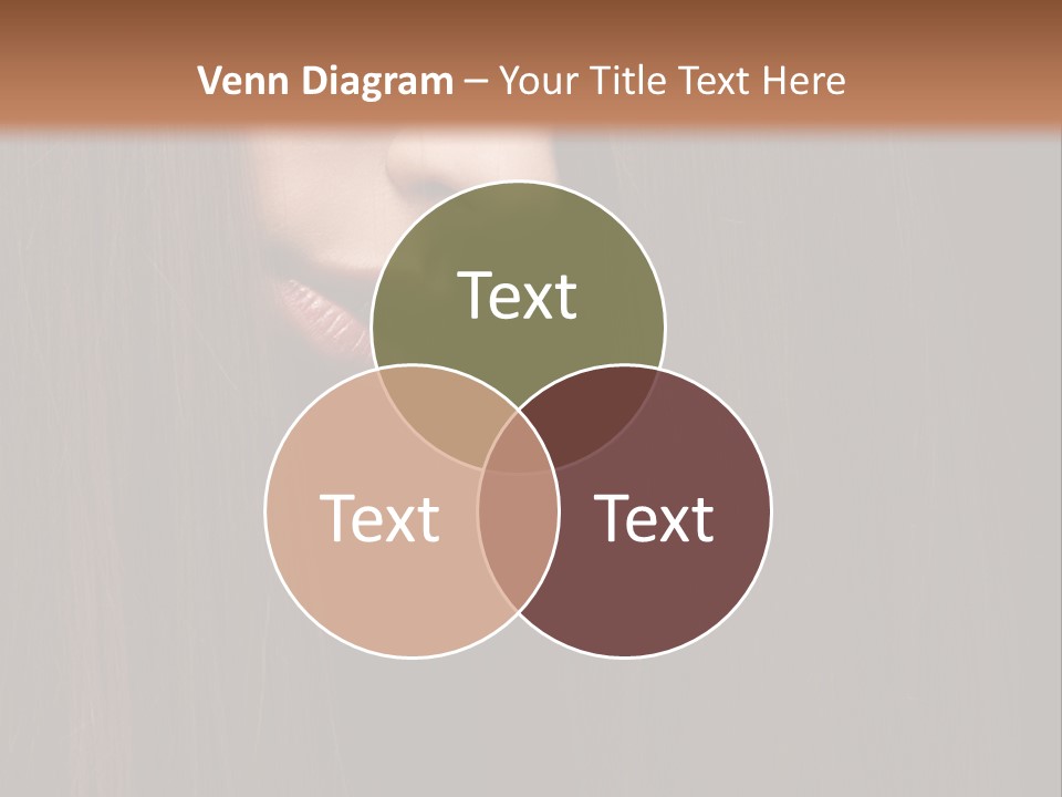 Beautiful Young Woman With Long Healthy Dark Hair On Black Background. PowerPoint Template