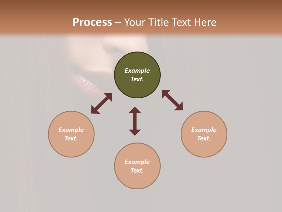 Beautiful Young Woman With Long Healthy Dark Hair On Black Background. PowerPoint Template