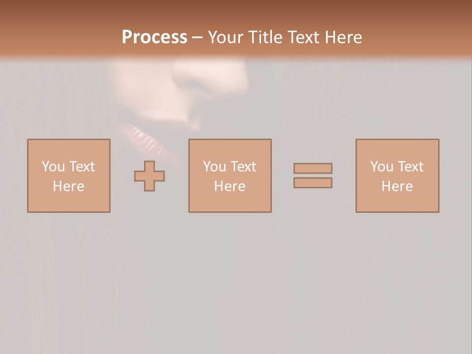 Beautiful Young Woman With Long Healthy Dark Hair On Black Background. PowerPoint Template