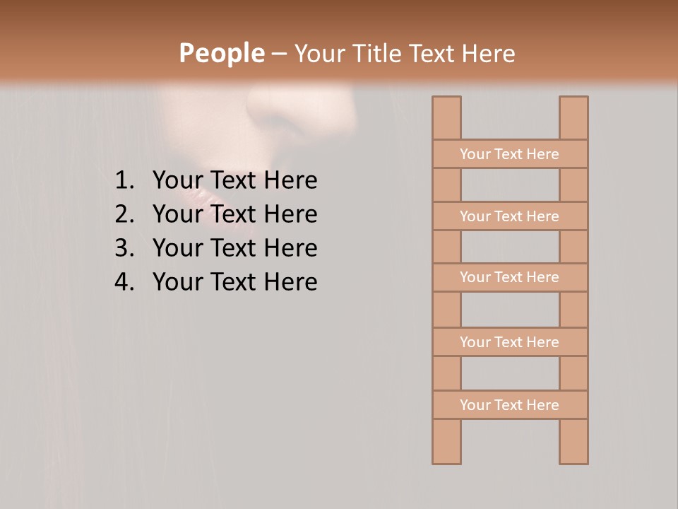 Beautiful Young Woman With Long Healthy Dark Hair On Black Background. PowerPoint Template