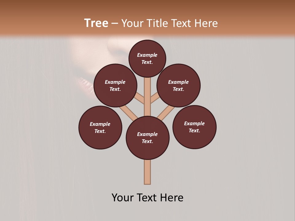 Beautiful Young Woman With Long Healthy Dark Hair On Black Background. PowerPoint Template