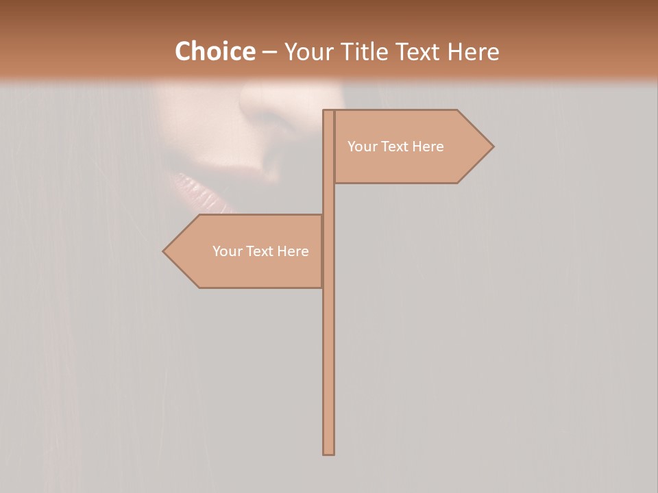 Beautiful Young Woman With Long Healthy Dark Hair On Black Background. PowerPoint Template