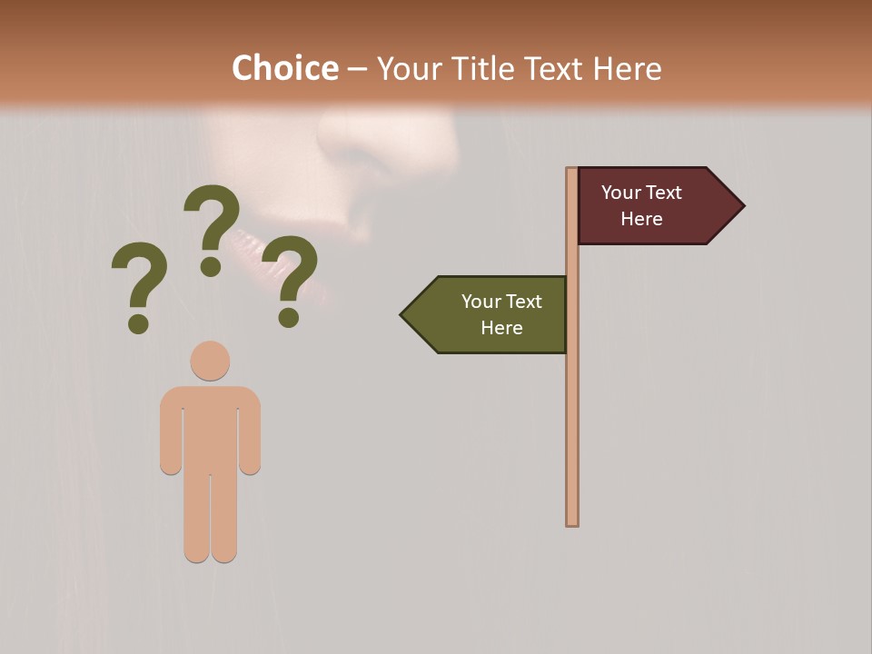 Beautiful Young Woman With Long Healthy Dark Hair On Black Background. PowerPoint Template