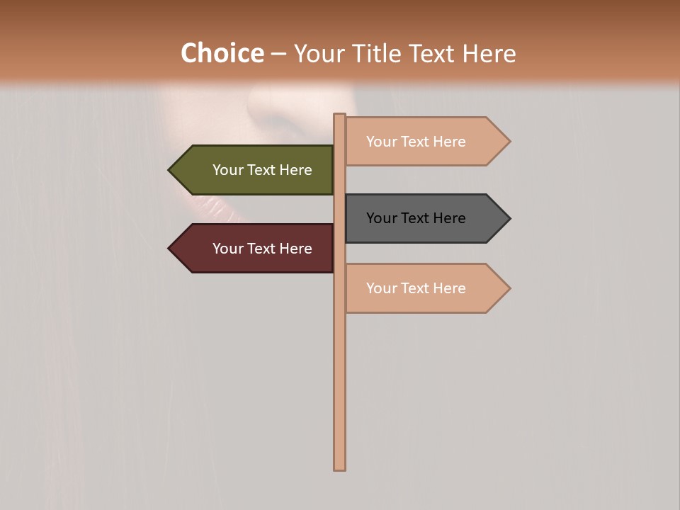 Beautiful Young Woman With Long Healthy Dark Hair On Black Background. PowerPoint Template