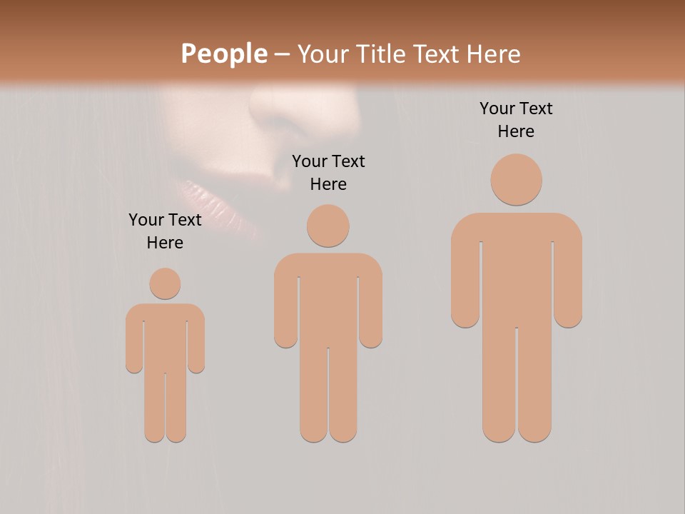 Beautiful Young Woman With Long Healthy Dark Hair On Black Background. PowerPoint Template