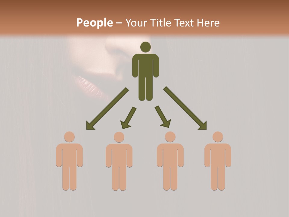 Beautiful Young Woman With Long Healthy Dark Hair On Black Background. PowerPoint Template