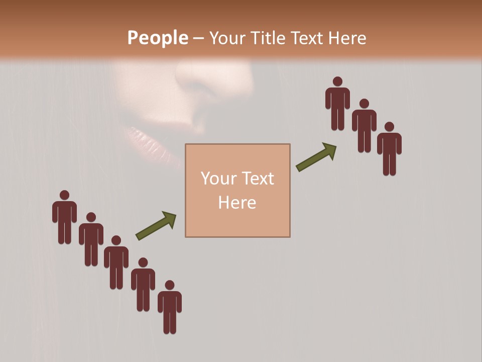 Beautiful Young Woman With Long Healthy Dark Hair On Black Background. PowerPoint Template