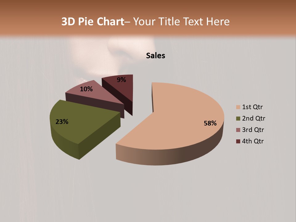 Beautiful Young Woman With Long Healthy Dark Hair On Black Background. PowerPoint Template