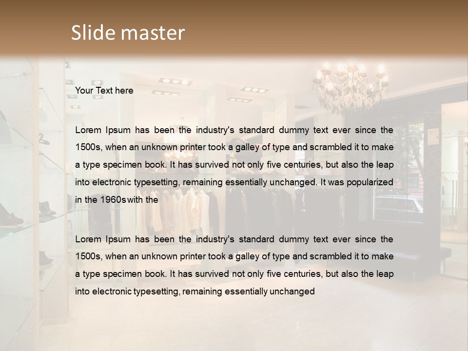 Panoramic Image Of Luxury Boutique Interior PowerPoint Template