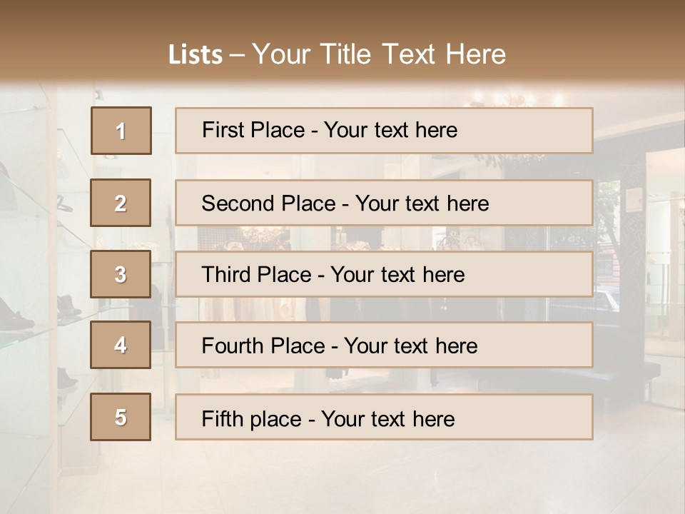 Panoramic Image Of Luxury Boutique Interior PowerPoint Template