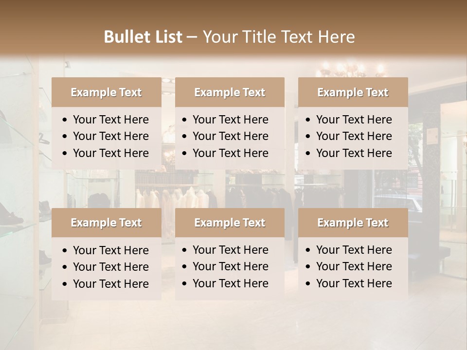 Panoramic Image Of Luxury Boutique Interior PowerPoint Template