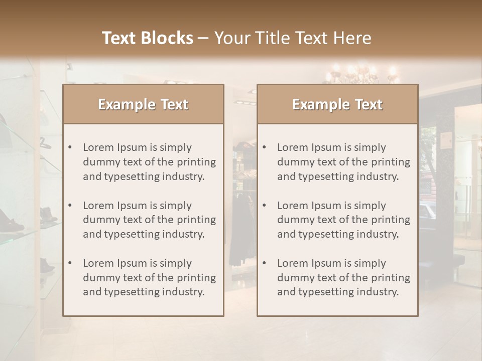 Panoramic Image Of Luxury Boutique Interior PowerPoint Template