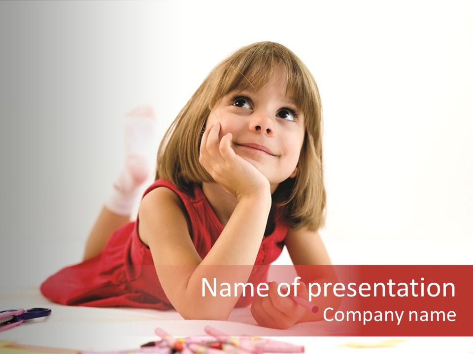 Little Girl Looking For A Drawing Concept PowerPoint Template