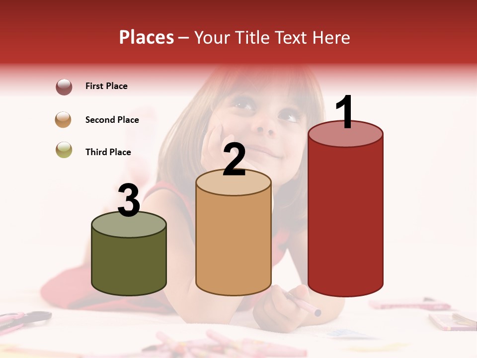 Little Girl Looking For A Drawing Concept PowerPoint Template