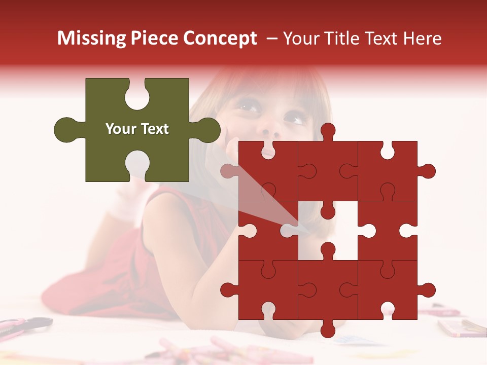 Little Girl Looking For A Drawing Concept PowerPoint Template