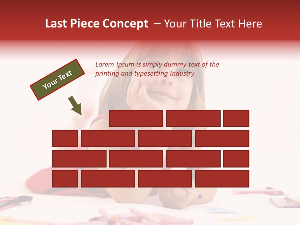 Little Girl Looking For A Drawing Concept PowerPoint Template