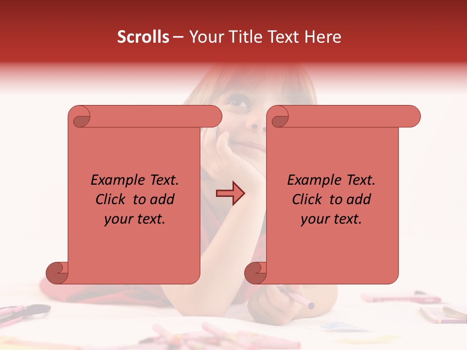 Little Girl Looking For A Drawing Concept PowerPoint Template