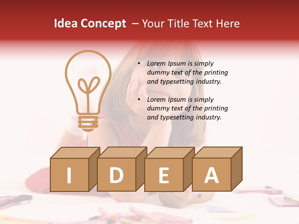 Little Girl Looking For A Drawing Concept PowerPoint Template