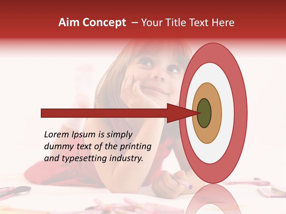 Little Girl Looking For A Drawing Concept PowerPoint Template