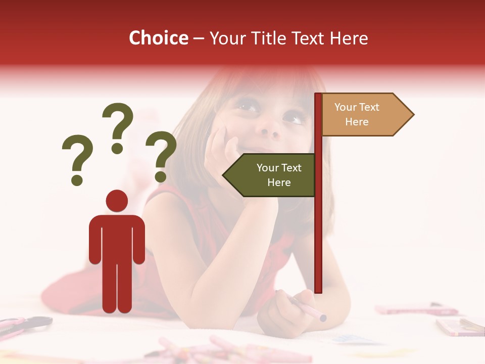 Little Girl Looking For A Drawing Concept PowerPoint Template