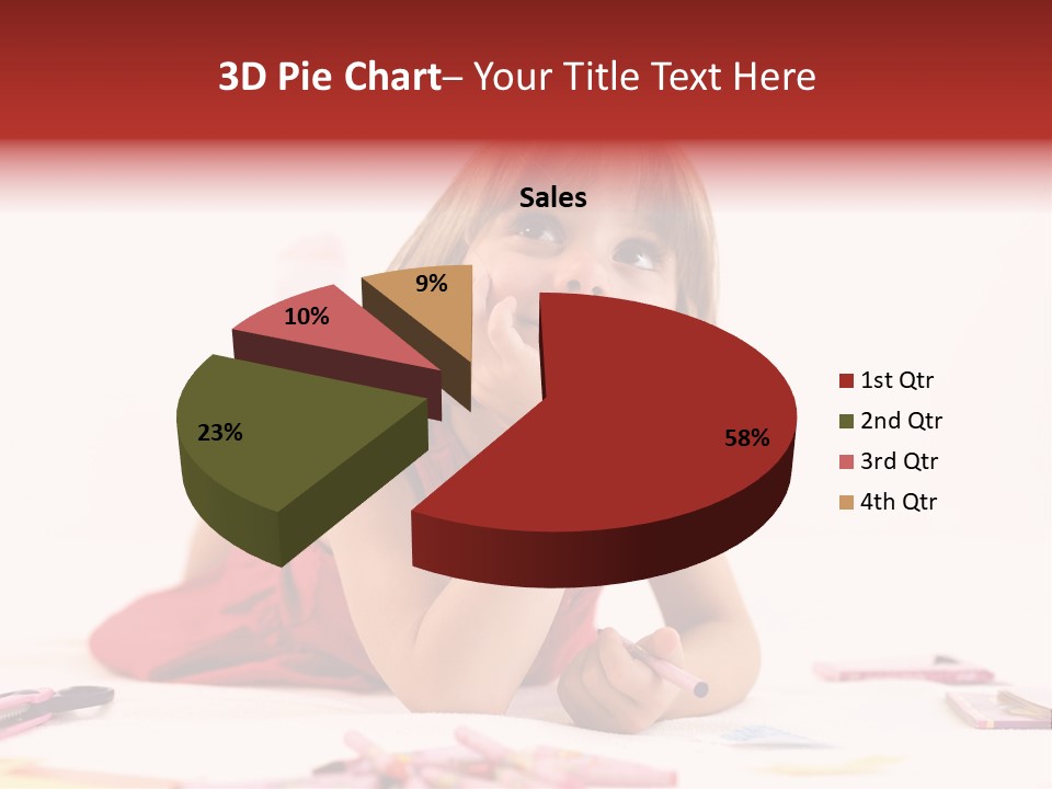 Little Girl Looking For A Drawing Concept PowerPoint Template