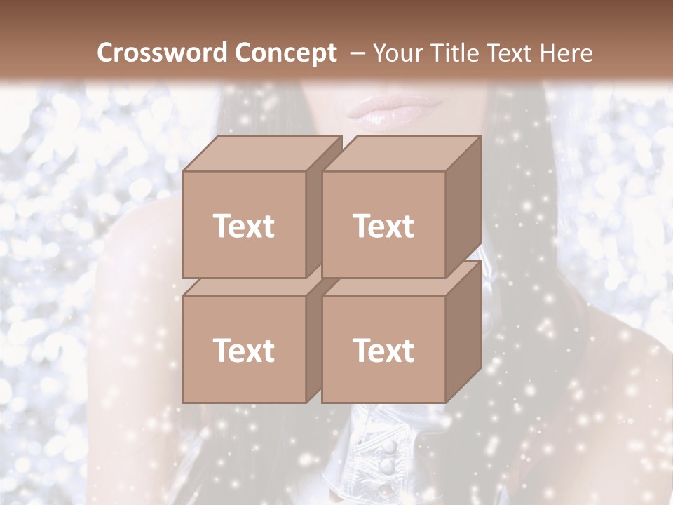 Winter Girl With Beautiful Make Up, Silver Gloves And Snow Flake, Silver Background PowerPoint Template