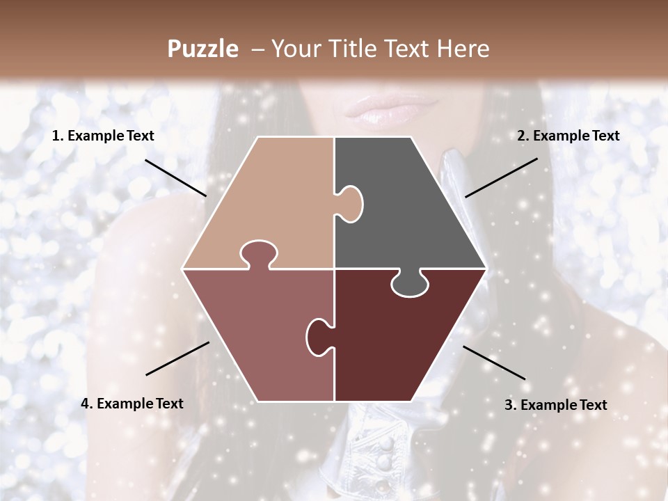 Winter Girl With Beautiful Make Up, Silver Gloves And Snow Flake, Silver Background PowerPoint Template