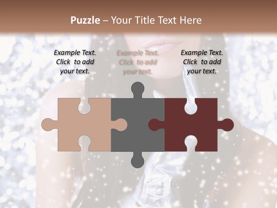 Winter Girl With Beautiful Make Up, Silver Gloves And Snow Flake, Silver Background PowerPoint Template