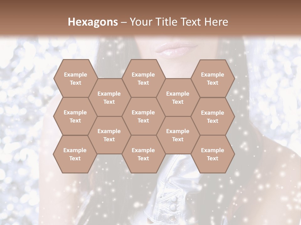 Winter Girl With Beautiful Make Up, Silver Gloves And Snow Flake, Silver Background PowerPoint Template