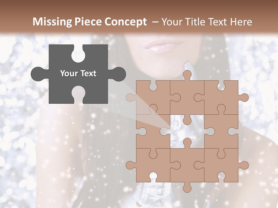 Winter Girl With Beautiful Make Up, Silver Gloves And Snow Flake, Silver Background PowerPoint Template